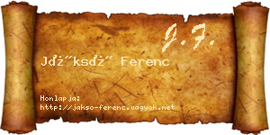 Jáksó Ferenc névjegykártya